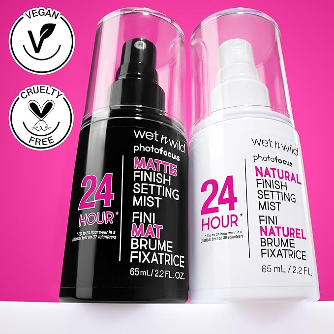 wet n wild Photo Focus Setting Mist, 24HR Wear, Lightweight & Nourishing with Provitamin B5 & E, Suitable for All Skin Types, Cruelty-Free & Vegan- Matte Finish