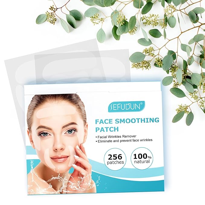 Face & Forehead Wrinkle Patches, Anti Wrinkle Patches for Forehead, Smile Lines, Crows Feet, Nasolabial Folds, Frown Lines, Overnight Treatment, 256 Pcs Facial Patches