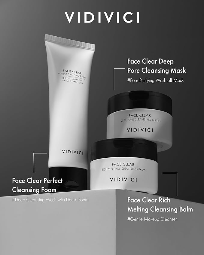 VIDIVICI Korean Deep Pore-Cleansing Clay Mask – Gently Exfoliates & Soothes Oily, Sensitive Skin – Mud Wash-Off Formula for Sebum Control, Cooling Hydration & Pore Tightening – 3.38oz