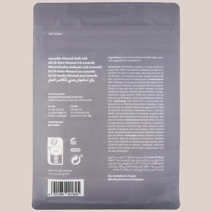 Dead Sea Salts for Soaking - Relaxing Salt Bath Soak for Body Rejuvenation - Natural Mineral Salts - Coarse Dead Sea Salt Bath Salts for Women & Men w/Lavender Infused Essential Oil (2.2lb)
