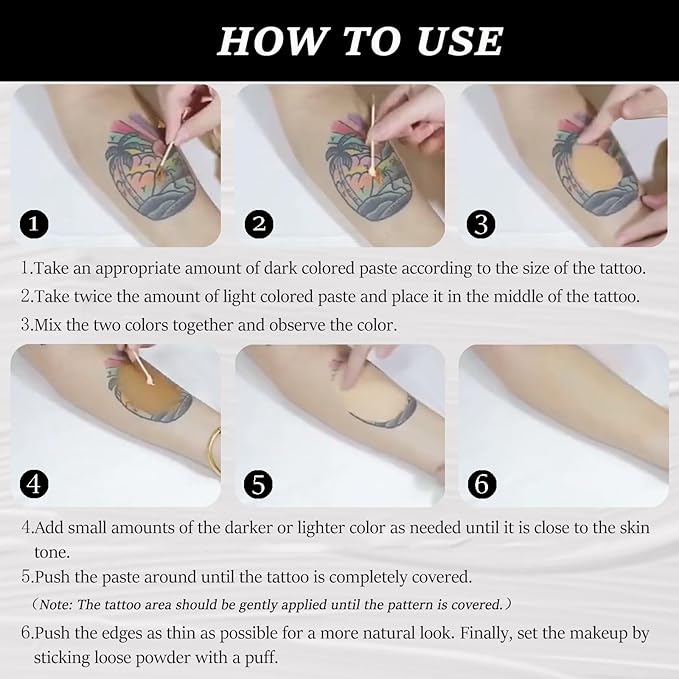 Tattoo Cover Up, Invisible Waterproof Concealer,Long Lasting Professional Skin Makeup Concealer Kit for Body Leg Tattoo, 2 Colors,30gX2