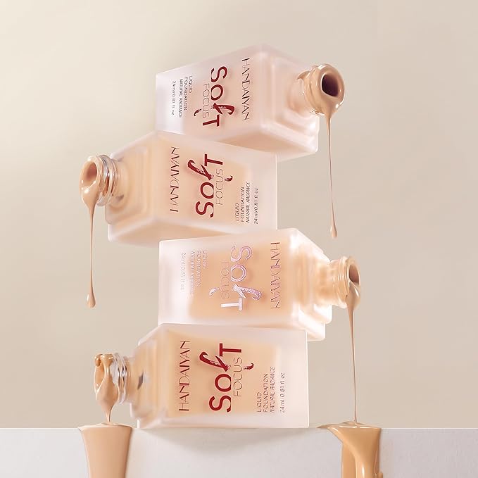 Soft Focus Deep Liquid Concealer Foundation, Lightweight Hydrating High Coverage, 24h Longwearing, No Touch-ups, Even Tone & Blurs, Waterproof Matte Finish Liquid Concealer for Women, 09