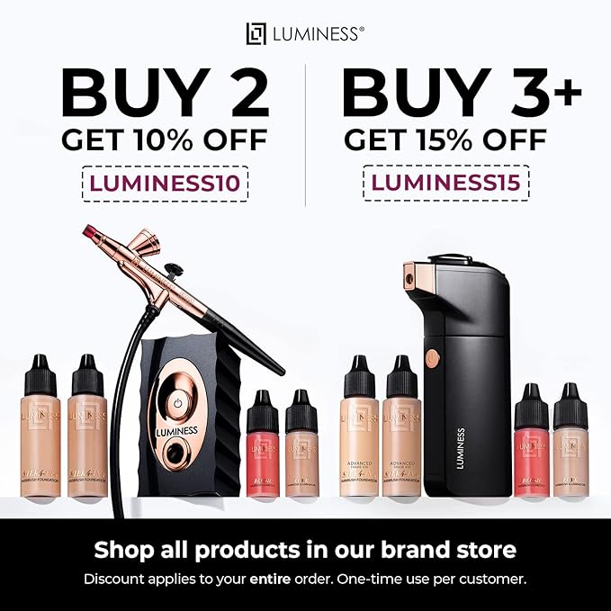 LUMINESS Airbrush Spray Silk Foundation Starter Kit - Fair Light - Foundation, Primer & Dual-Sided Angled Buffing Brush - Medium, Buildable Coverage, Anti-Aging Formula Hydrates & Moisturizes