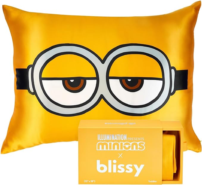 Blissy Silk Pillowcase - 100% Pure Mulberry Silk - 22 Momme 6A High-Grade Fibers - Silk Pillow Cover for Hair & Skin - Regular, Queen & King (Minion, 20" x 26" (Pack of 1))