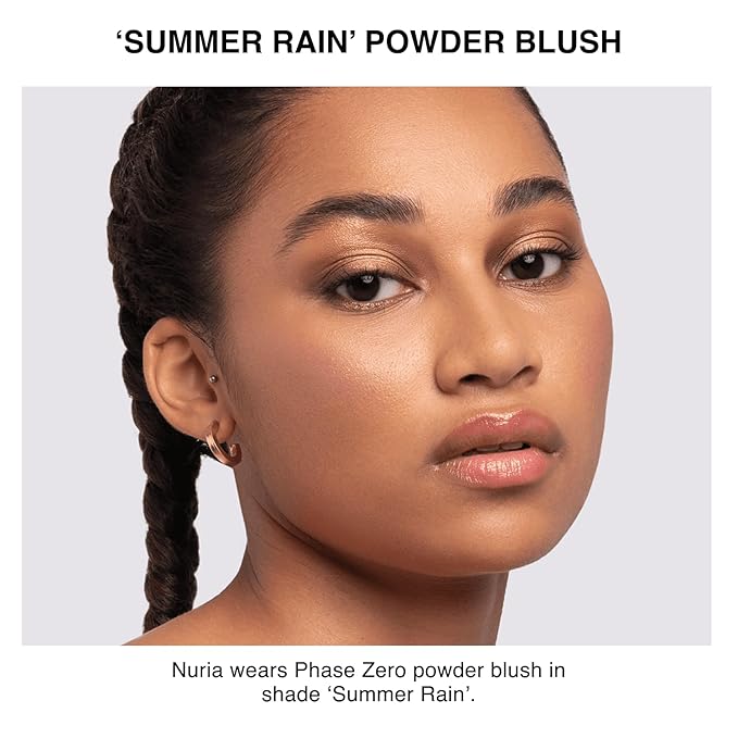 Makeup Powder Blush for cheeks | "Summer Rain" | 4g / 0.141oz | Cruelty-Free, Vegan, Clean Beauty | Buildable & Blendable for Natural, Healthy Glow | Coral, Peach & Golden Hues