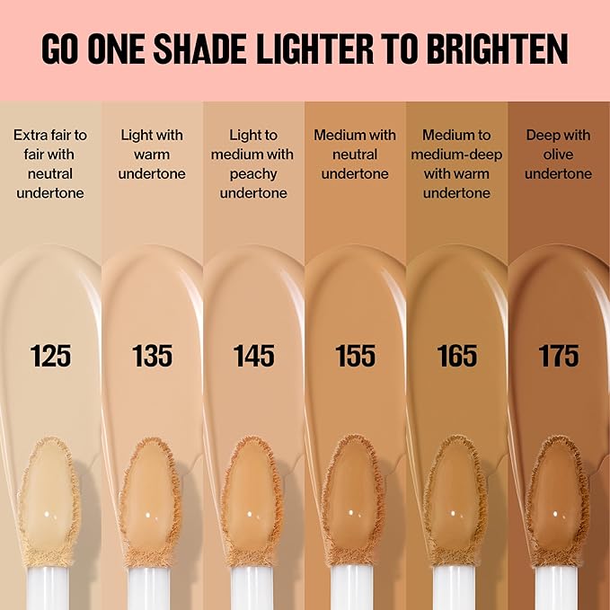 Revlon Glimmer Brightening Concealer, Liquid Under Eye Makeup, Made with Caffeine, Vitamin C, & Stevioside, 145, 0.3 fl oz