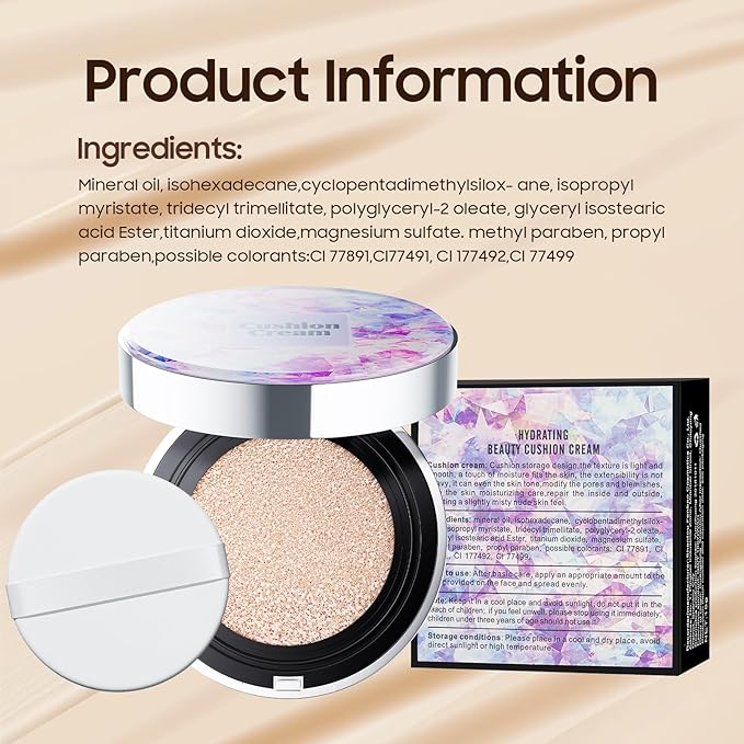 Mushroom Head Air Cushion CC Cream - BB Cream Foundation Makeup Moisturizing Concealer Long-Lasting, Cushion Foundation Full Coverage Self Adjusting (Ivory, 1 PCS)