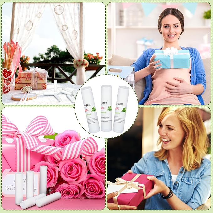 Demissle 150 Pcs Unlabeled Lip Balm Bulk Chapped Stick Blank Mini Lip Balm Gifts Moisturizing Lip Balms Favors for Women Homeless Wedding Bridal Shower Favors Baby Shower Guests Favors(Mint)