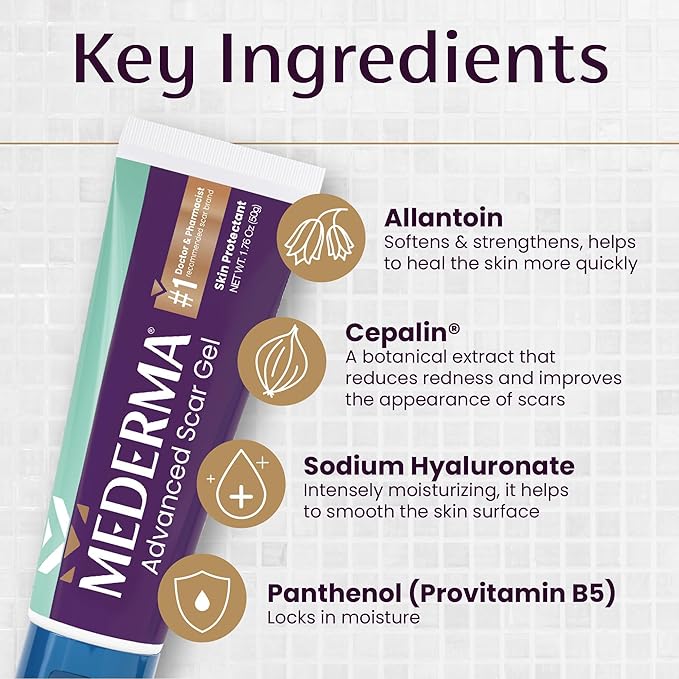 Mederma Stretch Marks Therapy, Helps Prevent and Treat Stretch Marks & Advanced Scar Gel, Treats Old and New Scars, Reduces the Appearance of Scars from Acne, Stitches, Burns and More, 0.70oz (20g)
