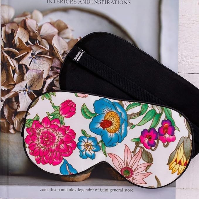 100% Pure Silk Eye Mask Sleep Eye Mask Eye Cover Eyeshade Sleeping Eye Mask Printed Colors (#10)