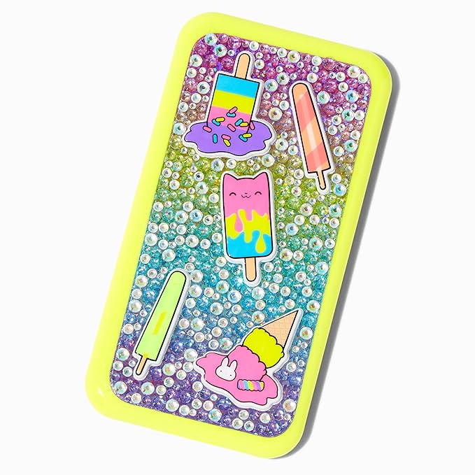 Claire's Makeup Kits - Glittery Bright Yellow Cell phone Shaped Eyeshadow and Lip Kit for Girls - Perfect For Young Girls!