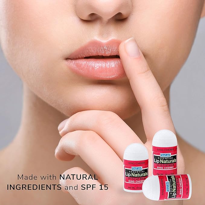 Lip Naturals® | Mini Cherry Lip Balm with Sunscreen (SPF-15) | Made in USA with Beeswax & Coconut Oil | 12-Count Mini Lip Balm Pack with Bing Cherry Flavor (0.10oz/3g Each)