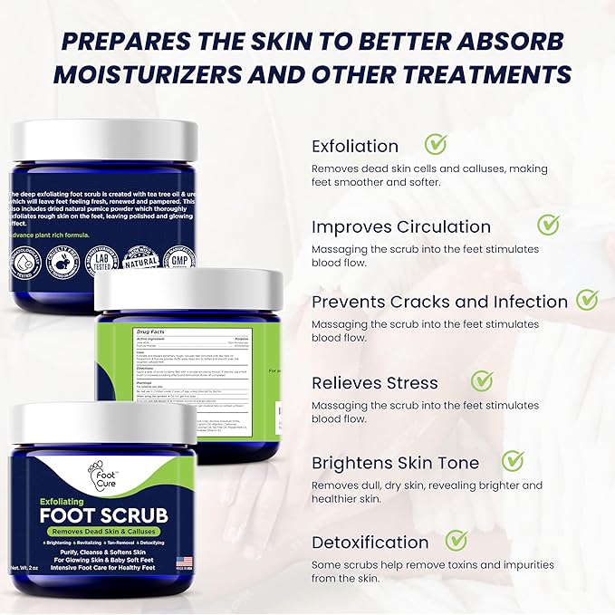 Exfoliating Foot Scrub with Pumice Stone powder - Gentle Moisturizing Foot Scrub for Dry Skin - Cracked Heel Repair for Smooth, Soft Feet - Pedicure Foot Spa 2 Pack