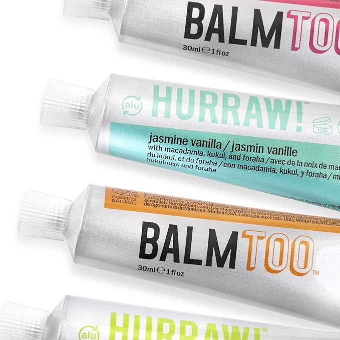 Hurraw! Balmtoo Squeezable Balm, Unscented: Thick and ultra-moisturizing for anywhere application. Body, face, lips, neck, fingers, toes. 1 tube = 7 sticks of lip balm. Natural, Organic. Made in USA