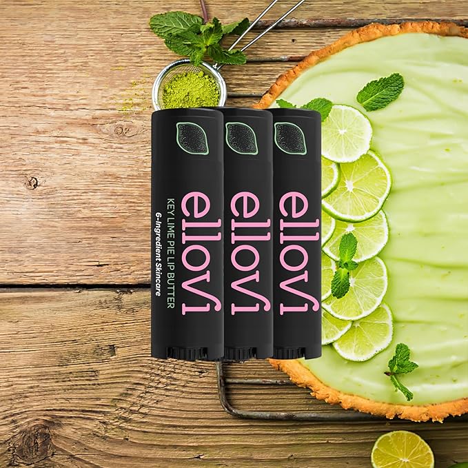 Natural Lip Butter Lip Balm - Key Lime - Pure Enough to Eat - Made With Just 6 Vegan Ingredients - Moisturizing Lip Care for All Day Hydration (3-Pack)