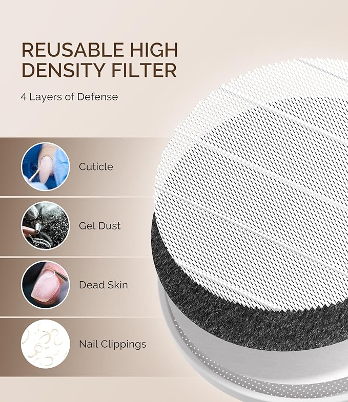 MelodySusie Cordless Nail Dust Collector,Compact Vacuum Fan Rechargeable Dust Collector with Reusable Filter,SProR Powerful Dust Suction Machine for Acrylic Gel Polish Manicure Pedicure at Salon&Home