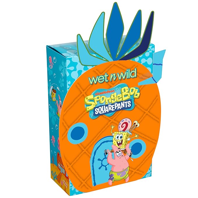 wet n wild SpongeBob SquarePants PR Box - Pineapple House 2-Layer Collector’s Set with Makeup & Tools for Unique F.U.N Looks, Cruelty-Free