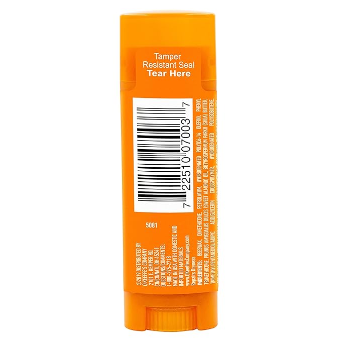 O'Keeffe's Unscented Lip Repair Lip Balm for Dry, Cracked Lips, Stick, (Pack of 8)