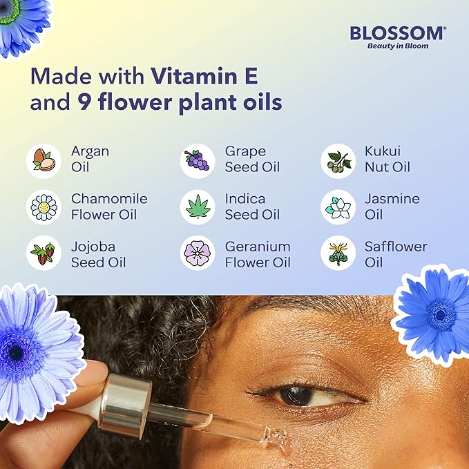 Blossom All Natural Organic Cruelty Free Moisturizing Eye Serum with Essential Oils, Infused with Real Flowers, Made in USA, 0.5 fl. oz., Spring Bouquet