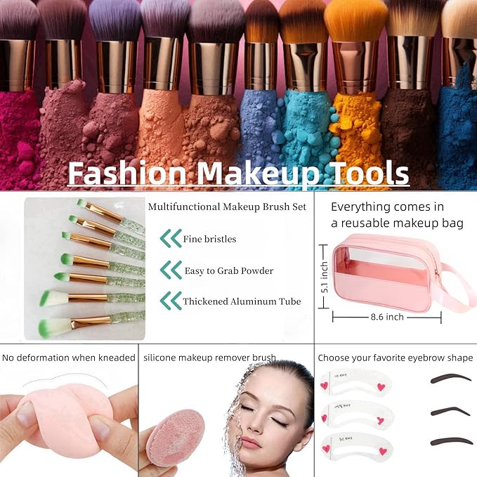 Travel Makeup Kit,Girl Makeup Kit for Girls Ages 8-12,Kids Makeup Sets for Girls 5-8,Makeup Kit for Girls,Makeup Sets For Women Full Kit,Makeup Set for Kids,Suitable for Beginners,Teens