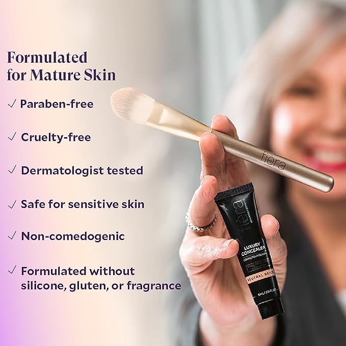 Fièra Luxury Concealer with Anti-Aging - All Day Coverage for Dark Circles, Fine Lines, Wrinkles & Spots - Deep, 0.5 Ounce