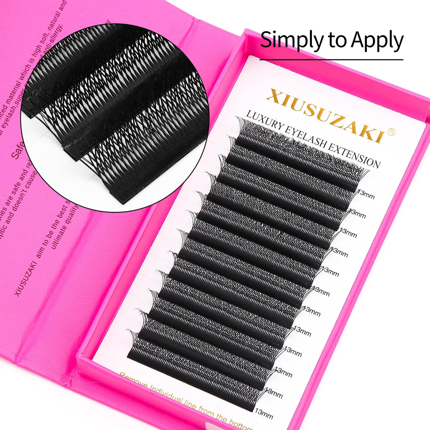 Lash Extensions Double Tips 3D Eyelash Extensions W Shape 0.07mm Thickness C Curl 12mm Premade Fans Easy Fan Volume Matte Black Crisscross Eyelashes(W-3D-Double Tips-0.07-C,12mm)