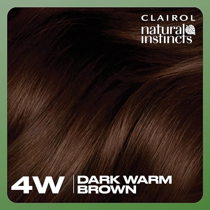 Clairol Natural Instincts Demi-Permanent Hair Dye, 4W Dark Warm Brown Hair Color, Pack of 1