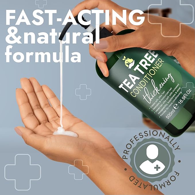 Tea Tree Shampoo & Conditioner Set | Thinning Hair Loss Treatments for Men and Women | Soothes Itchy Scalp & Dandruff | Boosts Hair Growth & Reduces Hair Loss | Sulfate & Paraben Free