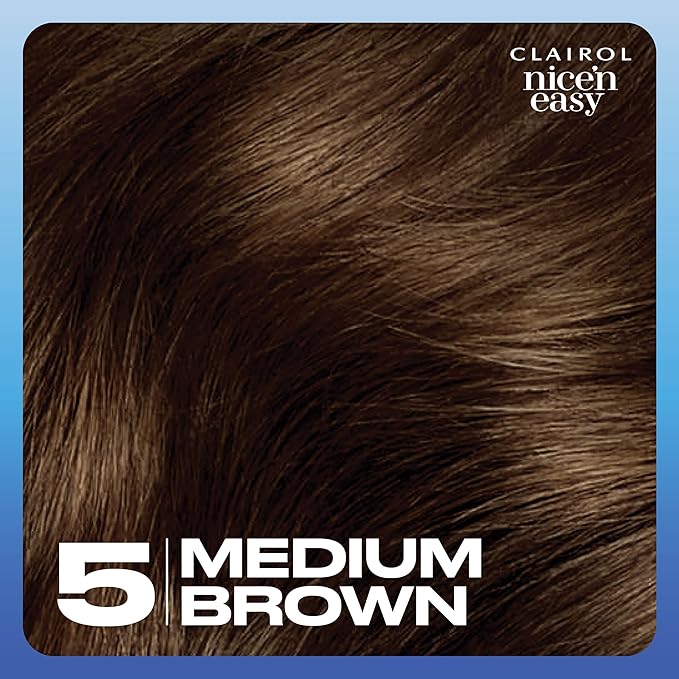 Clairol Nice'n Easy Permanent Hair Dye, 5 Medium Brown Hair Color, Pack of 1
