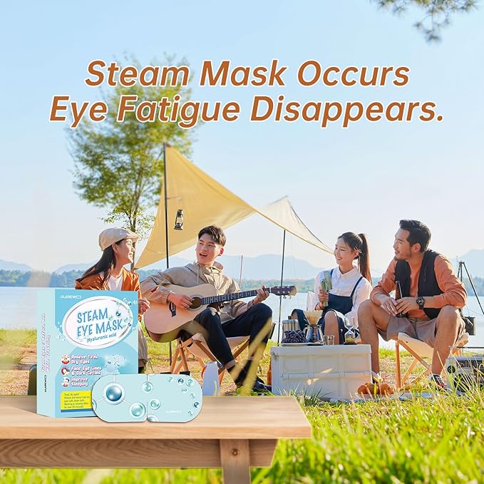 Steam Eye Mask Hyaluronic Acid Formula Self Heating Moist Eye Compress Disposable SPA Warm Eye Mask 5 Packs for Dry Eye, Eye Fatigue, Soothing Headache Travel Trouble Sleeping