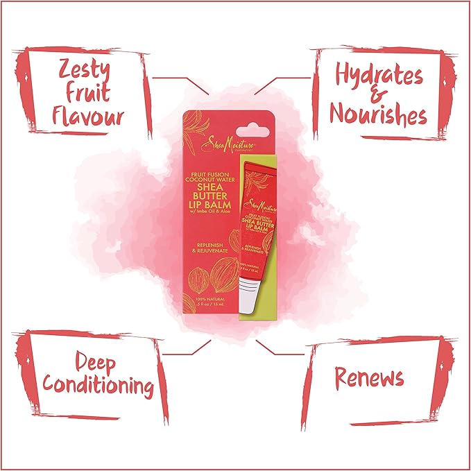 Shea Moisture Fruit Fusion Coconut Water Butter Lip Balm Care for Unisex, 0.5 Ounce