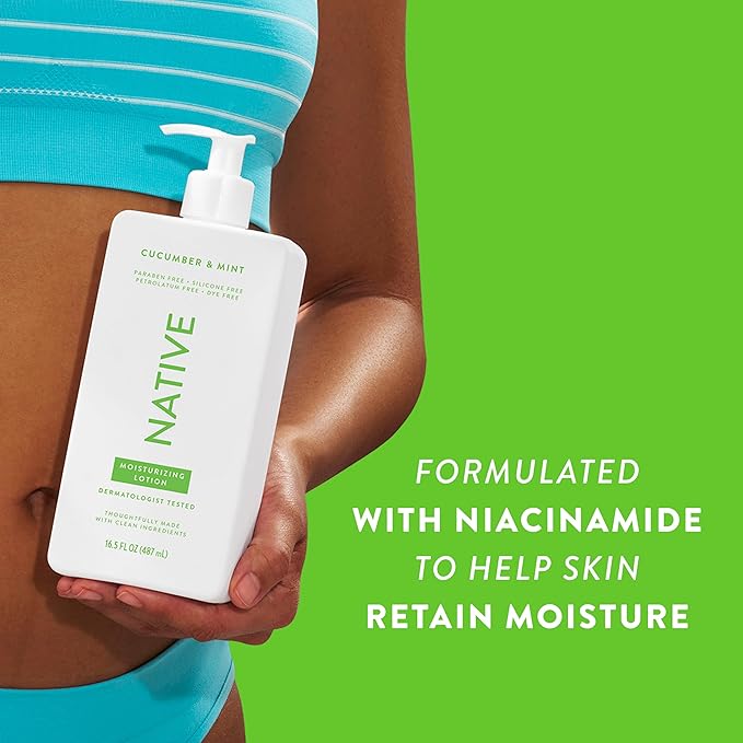 Native Body Lotion Contains Naturally Derived Plant-Based Moisturizers for Women and Men | Restores Dry Skin, Cucumber & Mint, 16.5 fl oz