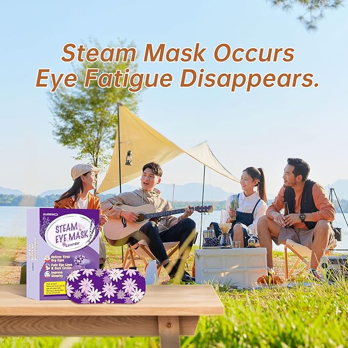 Steam Eye Mask Self Heating Moist Eye Compress Disposable SPA Warm Eye Mask 10 Packs for Dry Eyes, Eye Fatigue, Stress Relief, Soothing Headache Travel Trouble Sleeping(Lavender)
