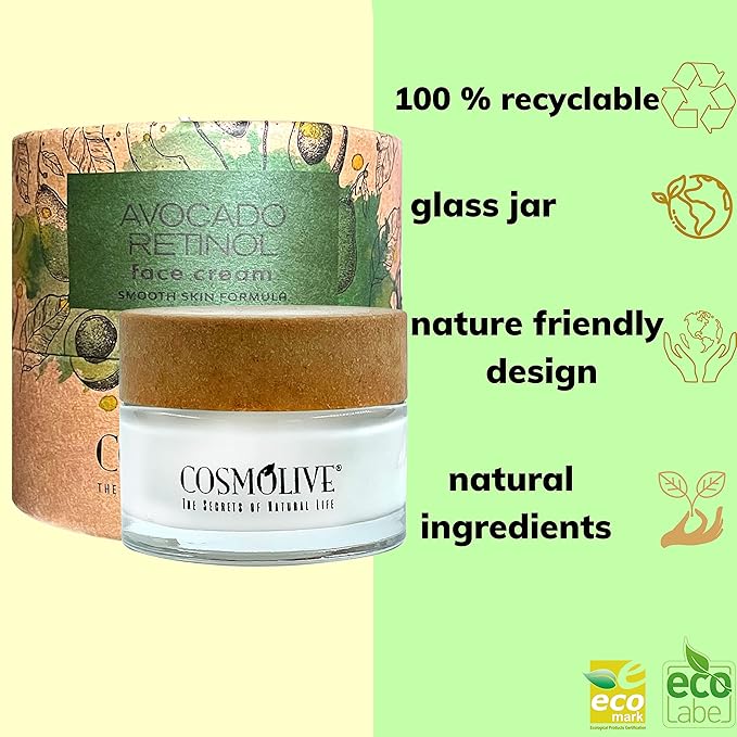 Retinol Cream for Face with Avocado Oil - Natural Moisturizer Face Cream, Smooth Skin Formula - 1.6 fl. Oz