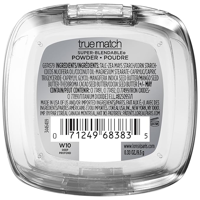 L'Oreal Paris True Match Super Blendable Oil Free Powder Foundation, W10 Deep, 0.33 oz