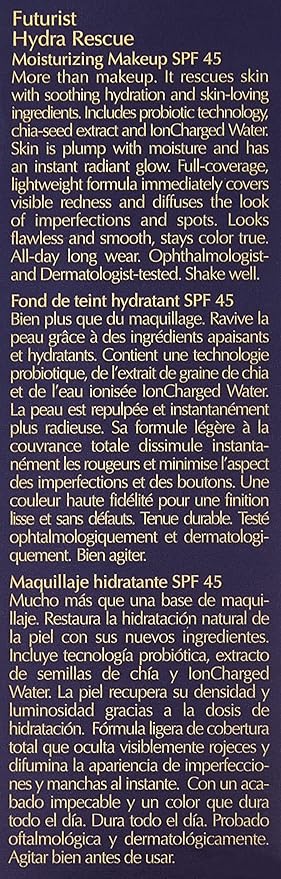 Estée Lauder Futurist Hydra Rescue Moisturizing Foundation SPF 45, 12 Hour Glow, 1.2 oz., 3C2 Pebble