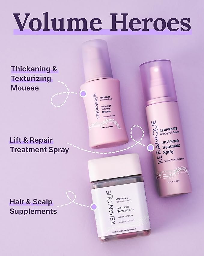 Keranique Lift and Repair Treatment Spray, Keratin Hair Treatment Instant Volume and Body Amino Complex, Free of Sulfates, Dyes and Parabens, Unscented, 3.4 Fl Oz, 1 pack (40041-3.4 fl. oz.)
