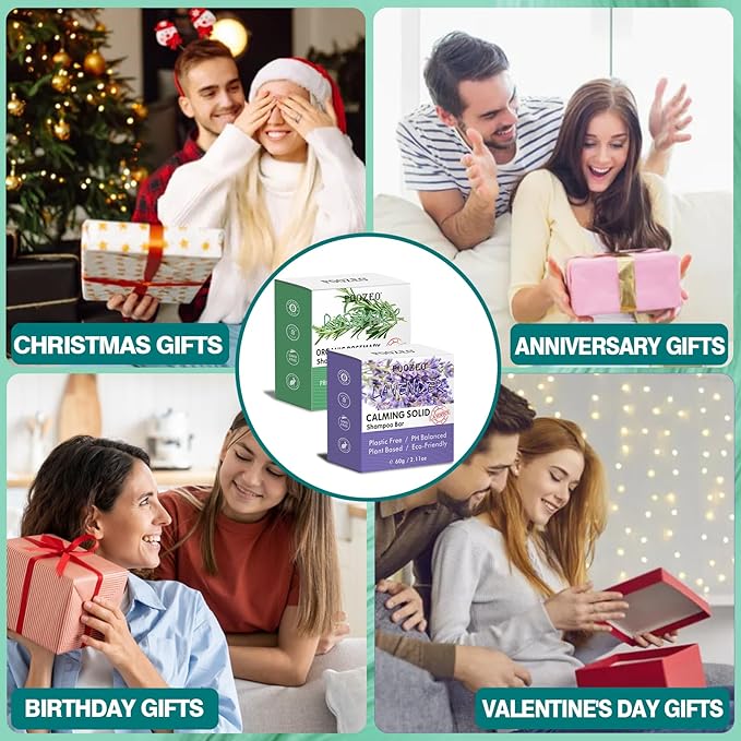 2 Pack Rosemary Lavender Hair Shampoo Bar,Deep Cleansing for Scalp Hair Loss Shampoo Soap,Organic Shampoo Oil Control for Hair Growth,Refreshing and Hydrating Bar,Gifts for Women Men