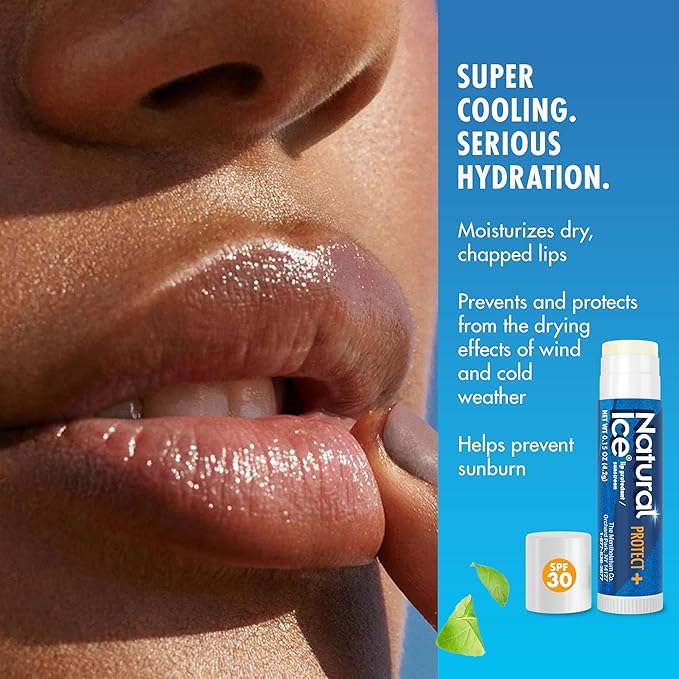 Mentholatum (R) Natural Ice (R) Sport Broad Spectrum SPF 30 Medicated Lip Balm - 12 Pack of 4.5 g Tubes