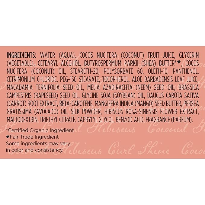 SheaMoisture Smoothie Curl Enhancing Cream Coconut and Hibiscus for Thick, Curly Hair Sulfate Free and Paraben Free 12 oz