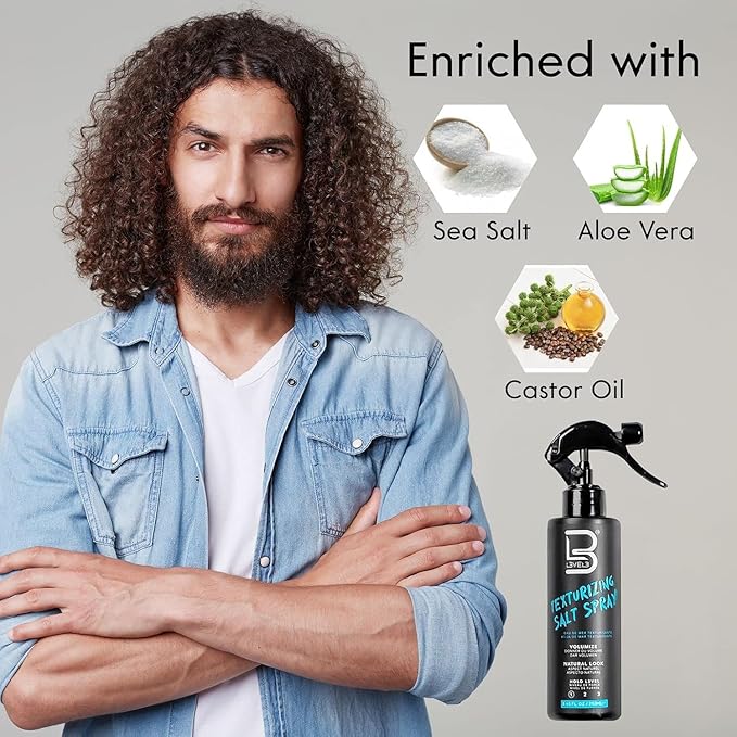 L3 Level 3 Sea Salt Texturizing Spray - Creates Beachy Waves and Texture - Casual Hair Finish (8.45 Fl Oz)