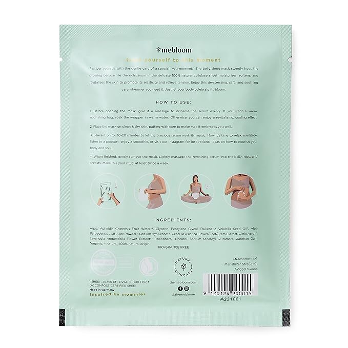 3 x Feuchtigkeitsspendende Bauchtuchmaske - hilft gegen Dehnungsstreifen - wirkungsvolle Mischung aus natürlichen und biologischen Pflanzenstoffen