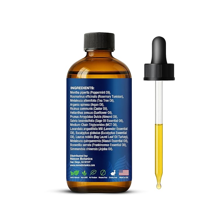 Mint Rosemary Oil for Hair Growth 2 fl oz – Lightweight, Non-Greasy Formula with Peppermint – Strengthens Strands for Healthier, Thicker Look – Nexon Botanics