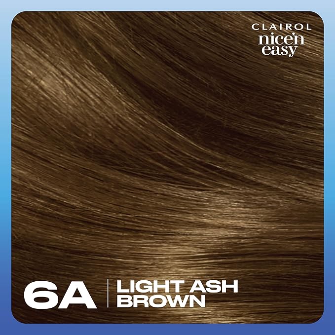 Clairol Nice'n Easy Permanent Hair Dye, 6A Light Ash Brown Hair Color, Pack of 3