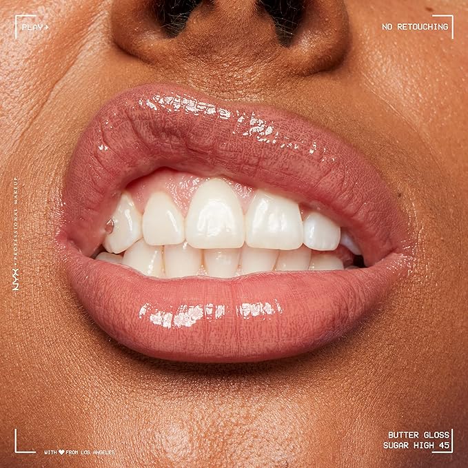 NYX PROFESSIONAL MAKEUP Butter Gloss Brown Sugar, Non-Sticky Lip Gloss - Sugar High (Peachy Light Nude)