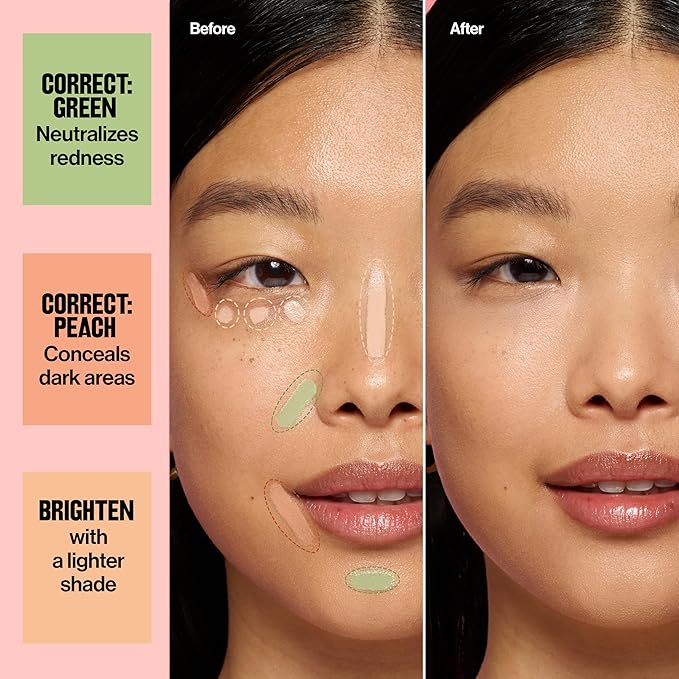 Revlon Glimmer Correcting Concealer, Liquid Under Eye Makeup, Made with Caffeine, Vitamin C, & Stevioside, 100 Green, 0.3 fl oz