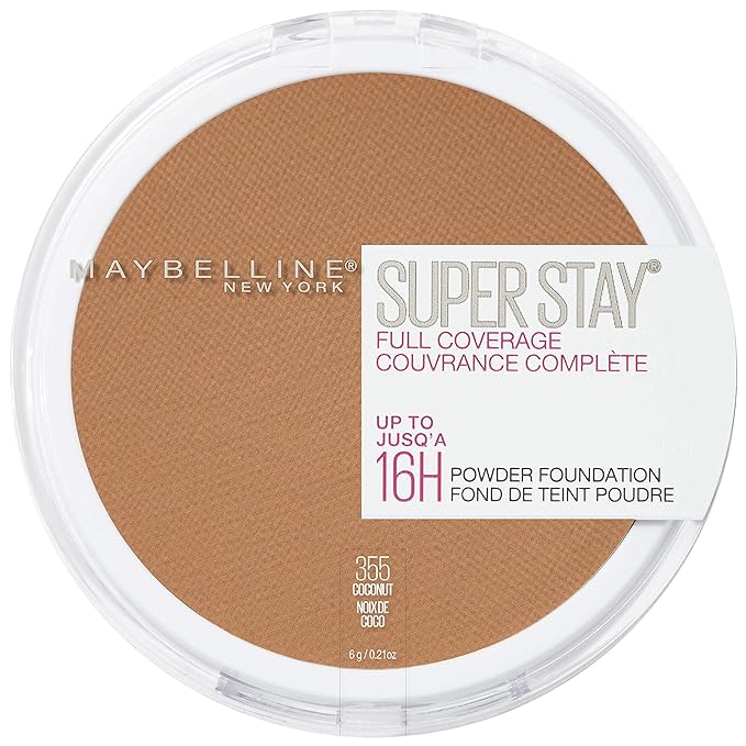Maybelline Super Stay Full Coverage Powder Foundation Makeup, Up to 16 Hour Wear, Soft, Creamy Matte Foundation, Coconut, 1 Count