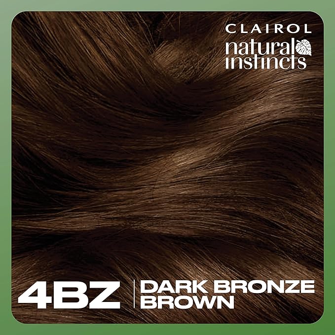 Clairol Natural Instincts Demi-Permanent Hair Dye, 4BZ Dark Bronze Brown Hair Color, Pack of 1