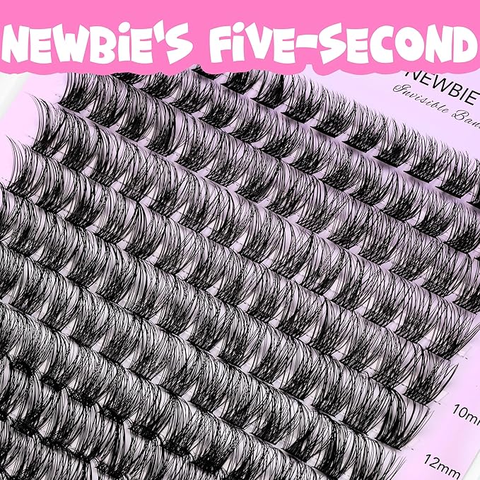 VEYESBEAUTY Lash Clusters Kit Individual Eyelash Extensions Thin & Invisible Band DIY False Eyelashes Newbie's Five-Second Series Wispy Lash Tray, Boldeye KIT with Bond&Seal Remover Applicator