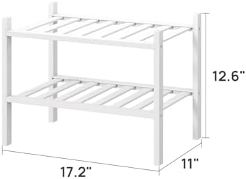 viewcare White Small Shoe Rack for Entryway, 2-Tier Bamboo Shoe Organizer for - Image 3